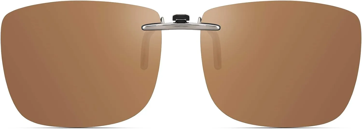 Polarized Clip On Sunglasses Over Prescription Glasses Men Women Compact Fit Non-Flip Up