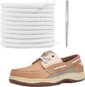 Polyester Shoelaces for Sperry Boat Shoes, 5/32"(4mm) Round Shoe Laces Strings with Needle Replacement Kit