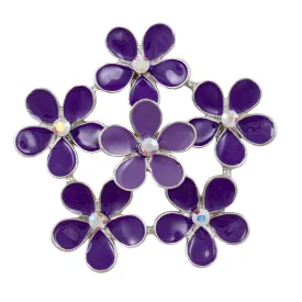 Purple Enamel and Crystal Ring of Daisies Flower Brooch Pin - PRL178