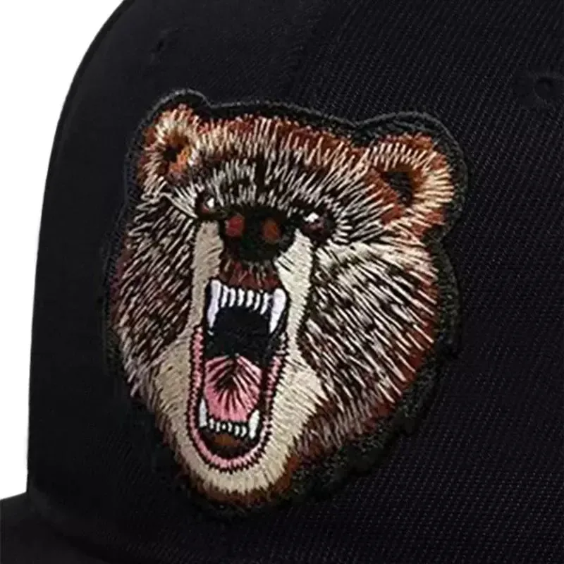 Roaring Bear Black Snapback Cap
