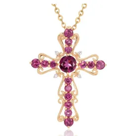 Ruby Cross Pendant Necklace