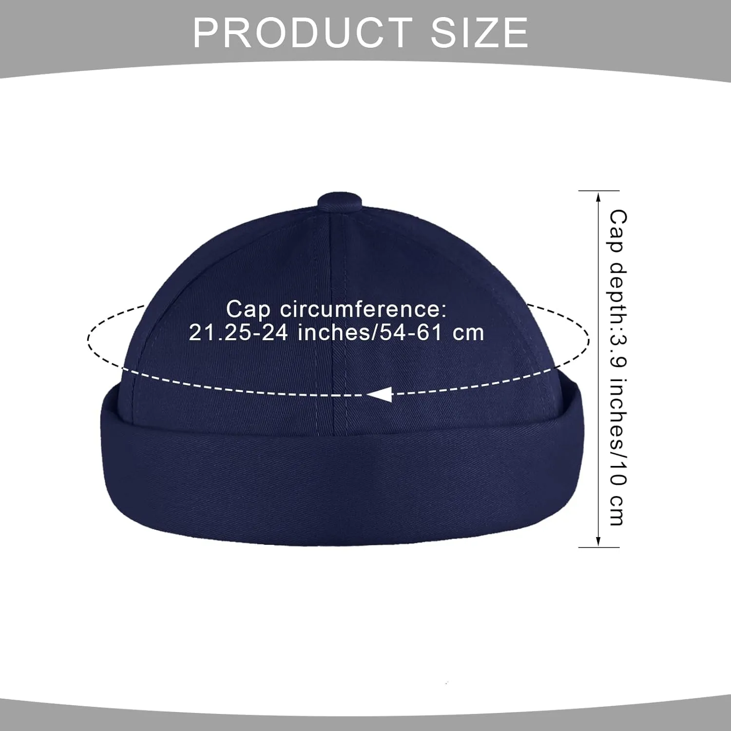 URATOT 4 Pieces Brimless Hat Docker Cap Retro Cotton No Brim Hat Adjustable Rolled Cuff Brimless Hats for Men