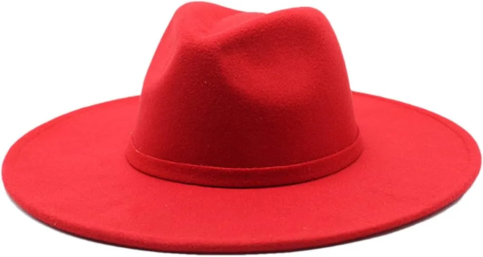Women Men 9.5CM Big Wide Brim Imitation Wool Fedora Hat Winter Gentleman Elegant Lady Jazz Hats Church Hats