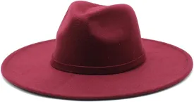 Women Men 9.5CM Big Wide Brim Imitation Wool Fedora Hat Winter Gentleman Elegant Lady Jazz Hats Church Hats