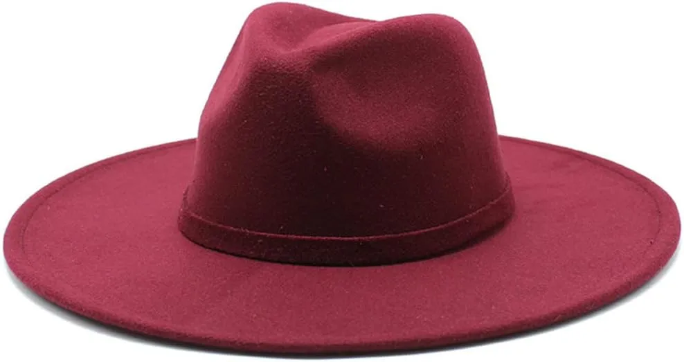 Women Men 9.5CM Big Wide Brim Imitation Wool Fedora Hat Winter Gentleman Elegant Lady Jazz Hats Church Hats