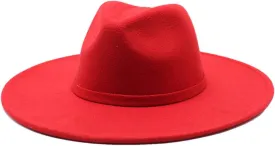 Women Men 9.5CM Big Wide Brim Imitation Wool Fedora Hat Winter Gentleman Elegant Lady Jazz Hats Church Hats