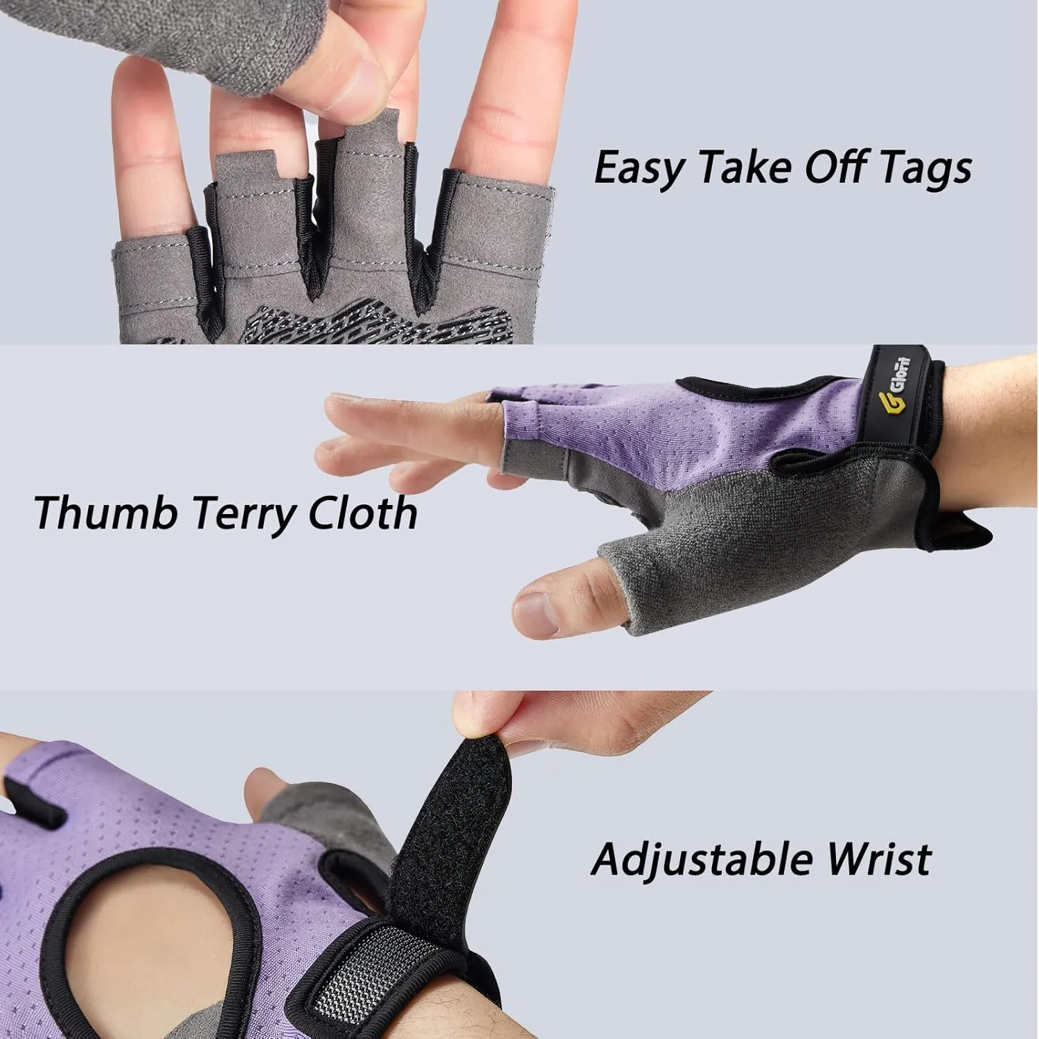Workout Gloves for Women and Men - Weight Lifting Anti-Slip Padded Palm, Light Weight Fingerless Powerlifting Gym Gloves for Exercise, Fitness, Training, Cycling