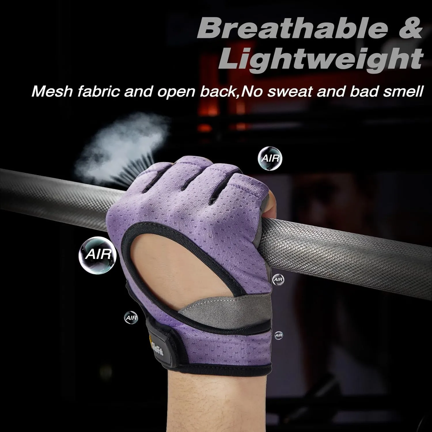 Workout Gloves for Women and Men - Weight Lifting Anti-Slip Padded Palm, Light Weight Fingerless Powerlifting Gym Gloves for Exercise, Fitness, Training, Cycling